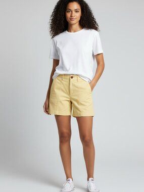 Re/Done Yellow Cotton Twill Button Fly Hi Rise Shorts NWOT 28 Waist